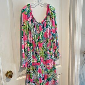 Lilly Pulitzer Vibrant Pink and Green Floral Romper